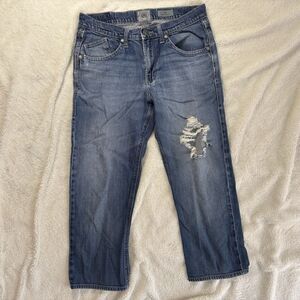 Y2K Rock & Republic Jeans Mens Straight Leg/ Straight Fit 32x25 Blue Distressed